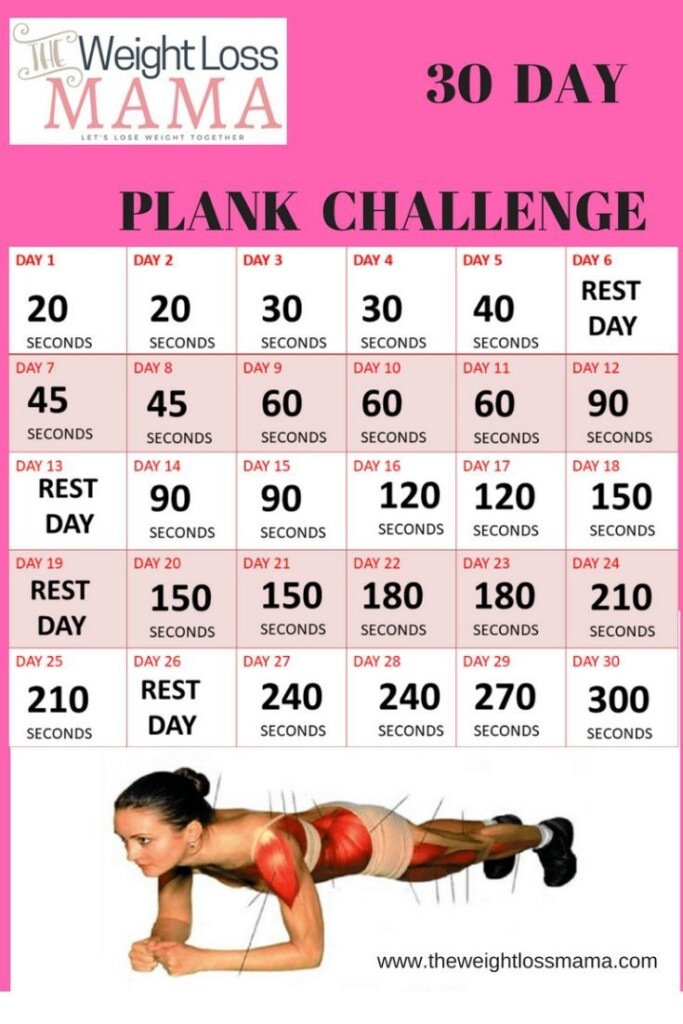 30 Day Plank Challenge Printable Printable Calendar