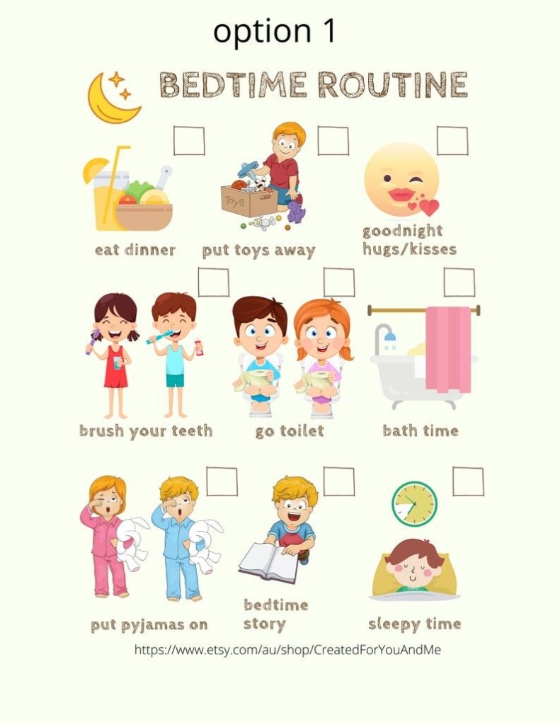 4 Instant Bedtime Night Routine Printable Bedtime Routine Etsy 
