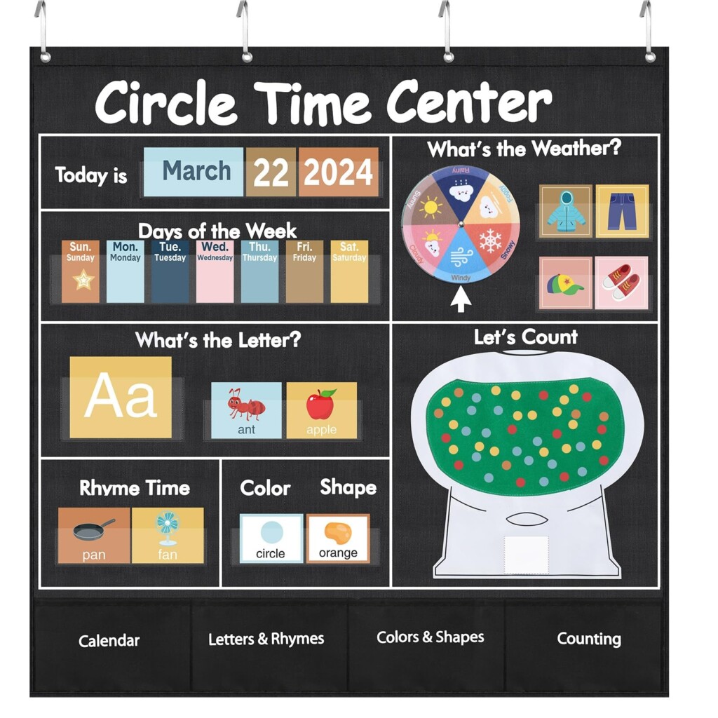 Amazon Pasimy 222 Pcs Circle Time Center Pocket Chart Calendar Set 