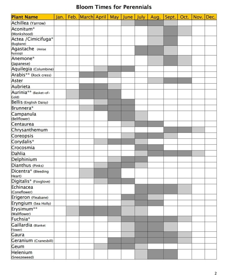 Bloom Times For Perennials Perennial Plants Perennials Bloom