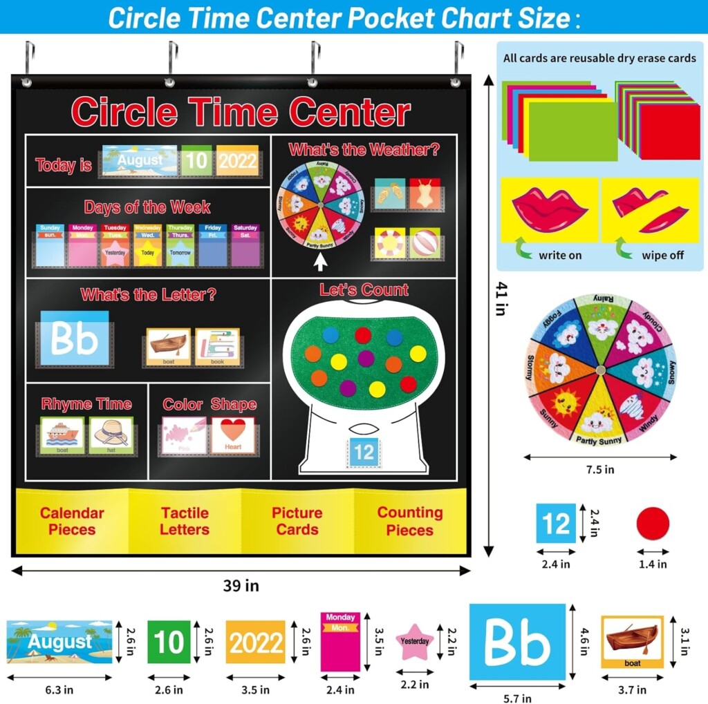 Circle Time Learning Center Pocket Chart Classroom Calendar Pocket 