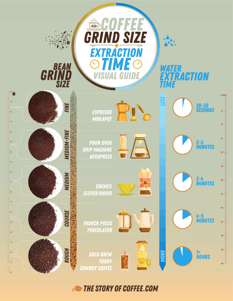 Coffee Grind Size Extraction Time Visual Guide Infographic Espresso 
