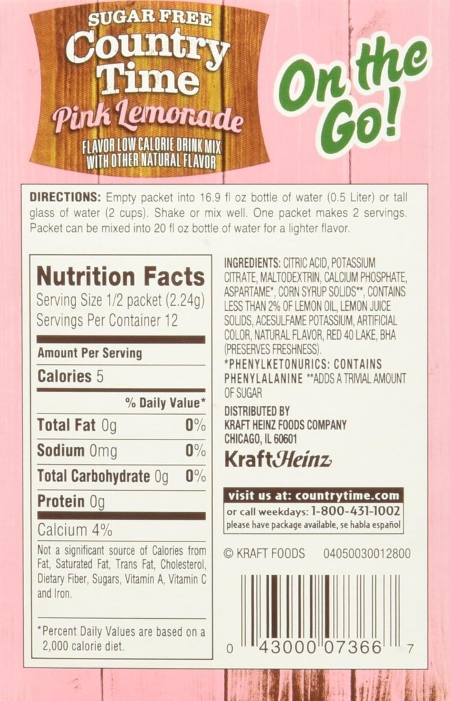 Country Time Pink Lemonade Nutrition Facts