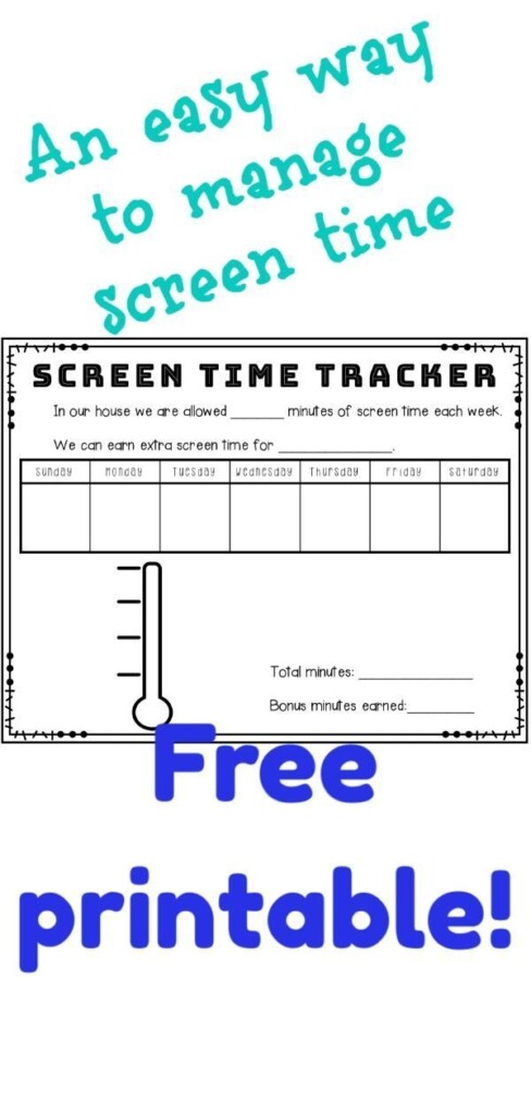 Free Printable Earning Screen Time Chart Printable Calendars AT A GLANCE