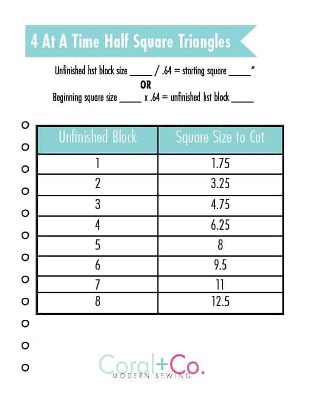 Half Square Triangles 4 At A Time With A Chart Coral Co 