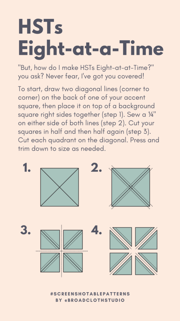 How To Make Eight at a Time Half Square Triangles HSTs Broadcloth Studio