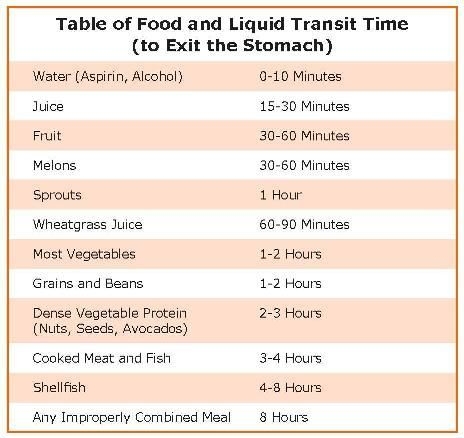 Image Result For Food Transit Time Chart Food Combining Food 