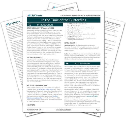 In The Time Of The Butterflies Study Guide Literature Guide LitCharts