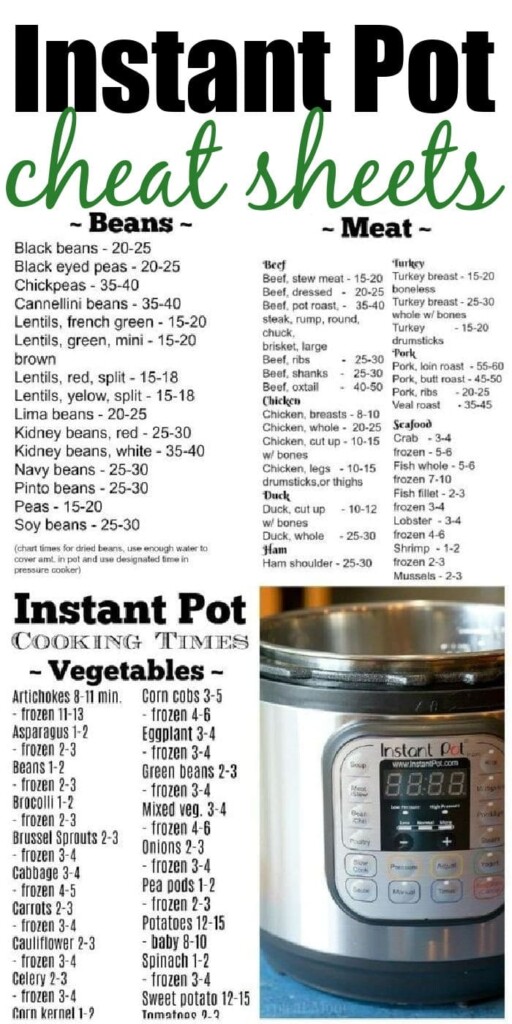 Instant Pot Cooking Times Cheat Sheet 