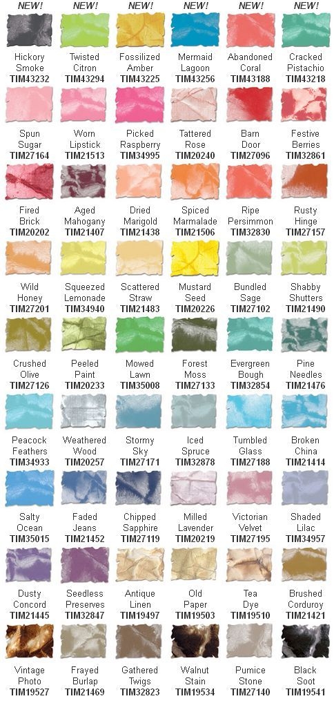 New Color Swatch Chart For Tim Holtz Distress Inks Distress Ink 