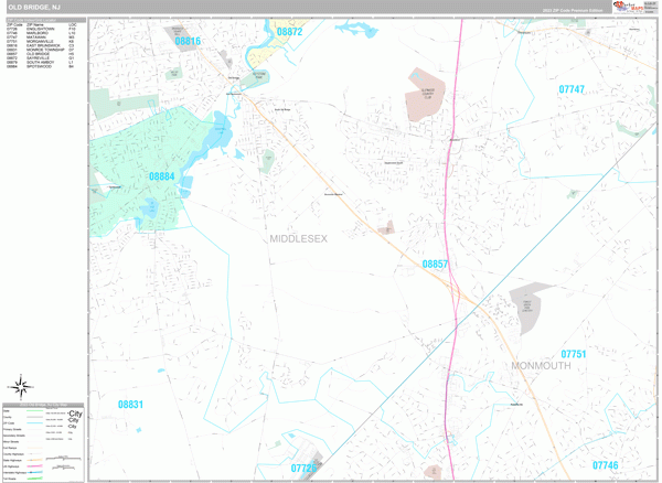 Old Bridge Wall Map Premium MarketMAPS
