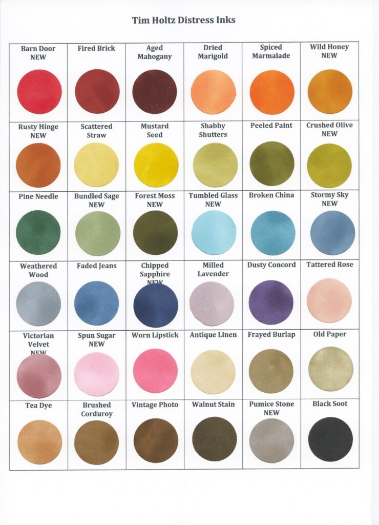 Printable Tim Holtz Distress Ink Color Chart Printable Templates