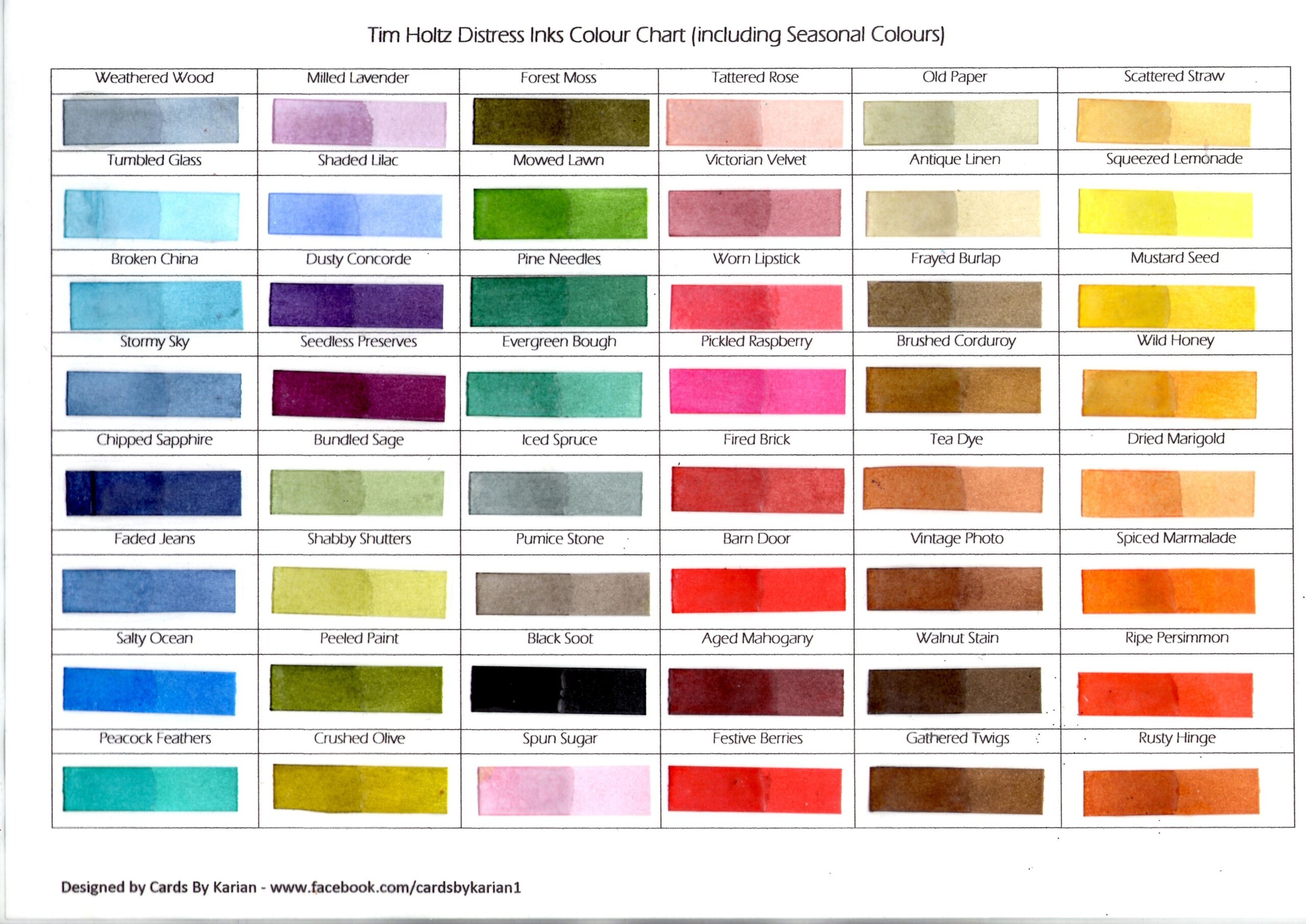 Printable Tim Holtz Distress Ink Color Chart Printable Word Searches