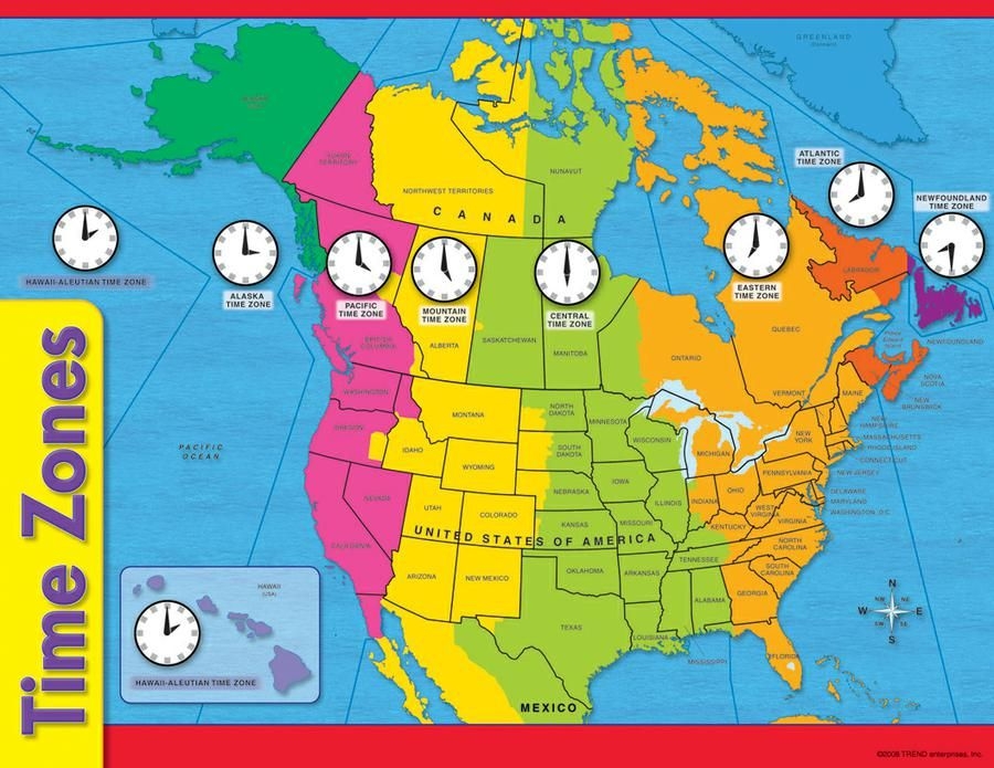 Printable Time Zone Map Of Usa