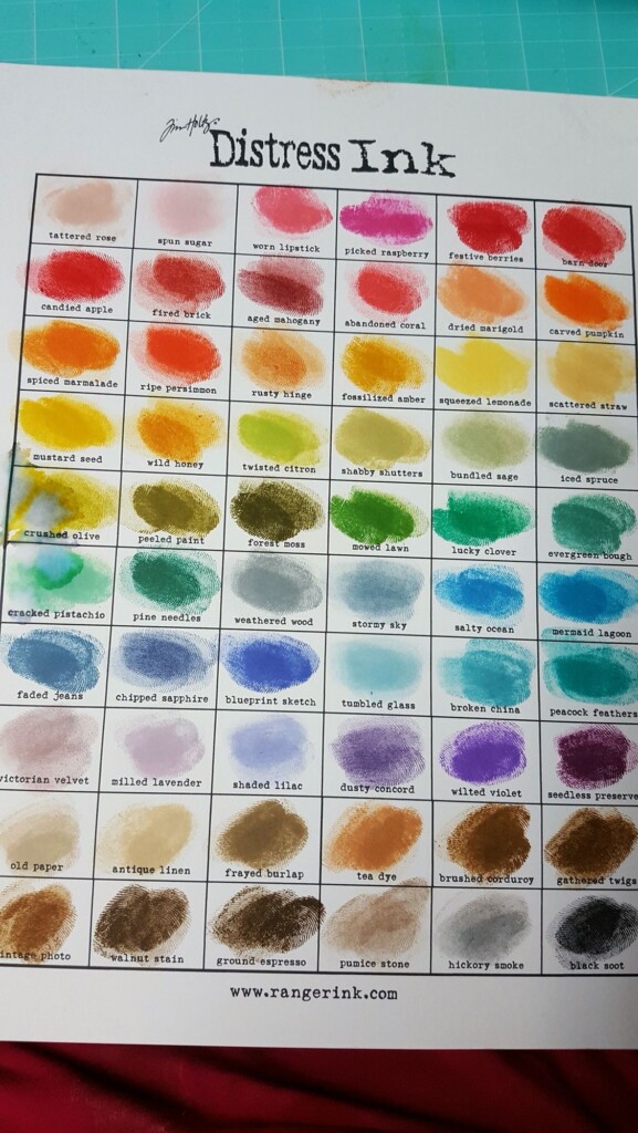 Tim Holtz Ranger Distress Ink Color Chart