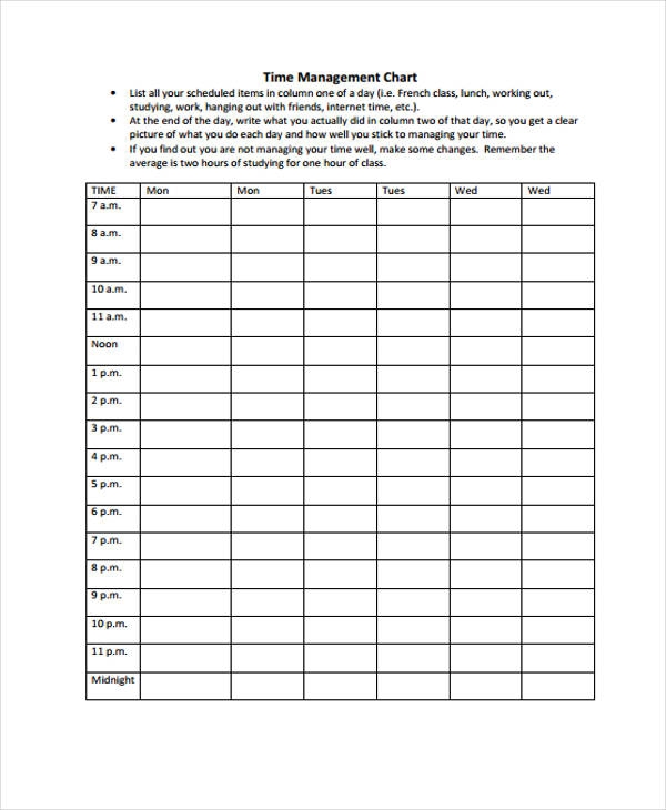 Time Chart Templates 8 Free Word PDF Format Download