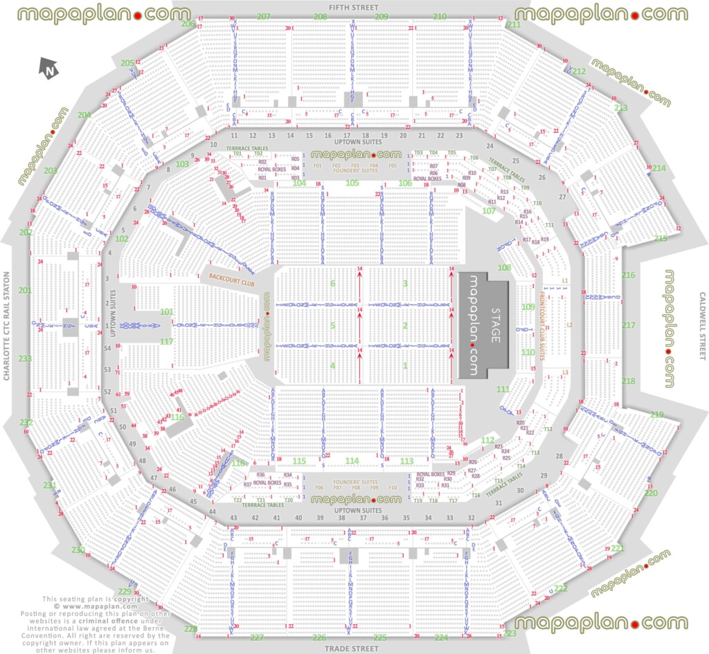 Time Warner Cable Arena Detailed Seat Row Numbers End Stage Concert 