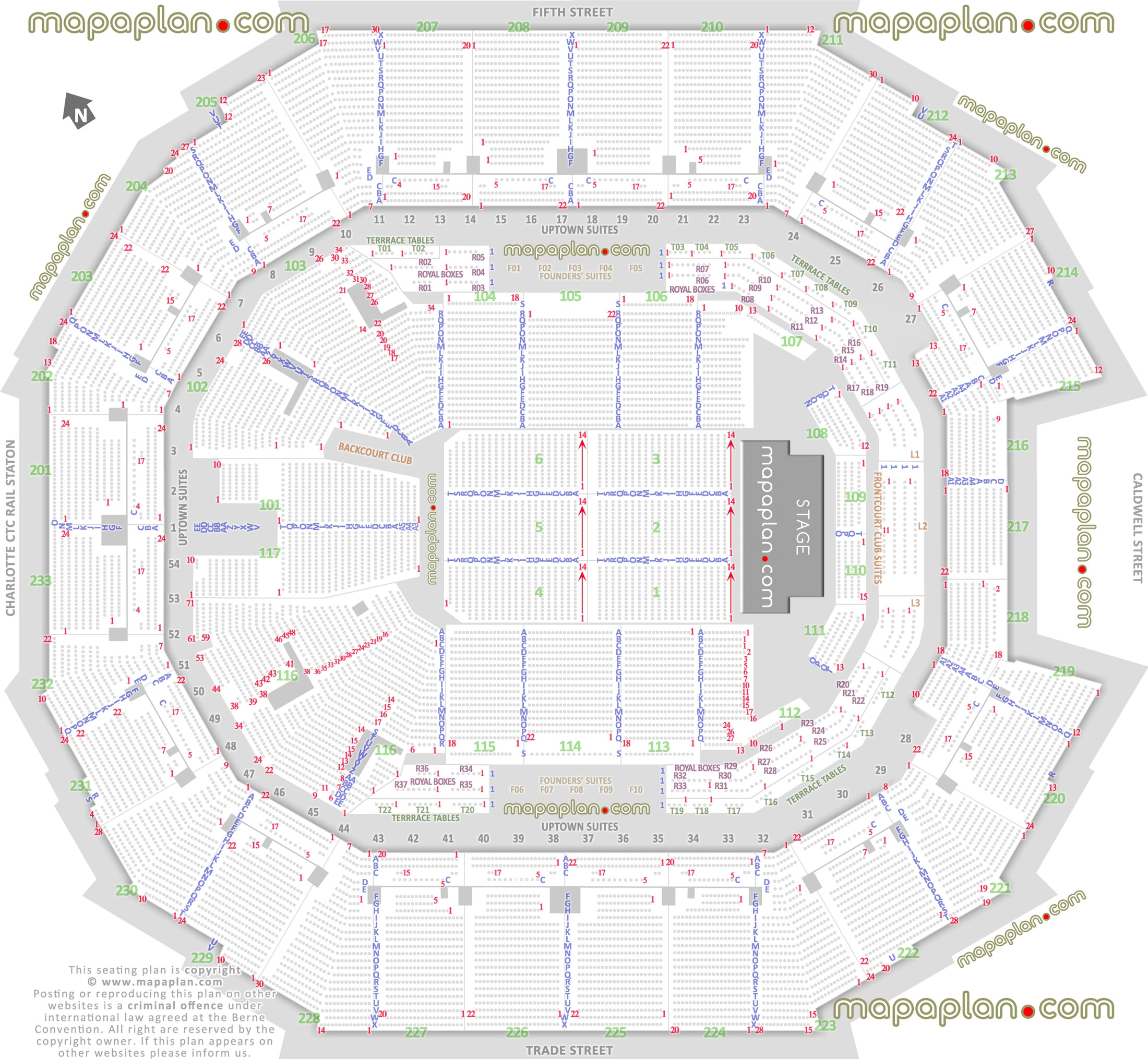 Time Warner Cable Arena Detailed Seat Row Numbers End Stage Concert