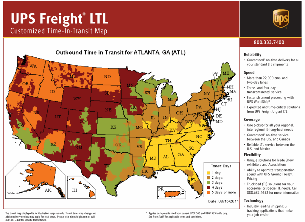 Ups Time In Transit Map